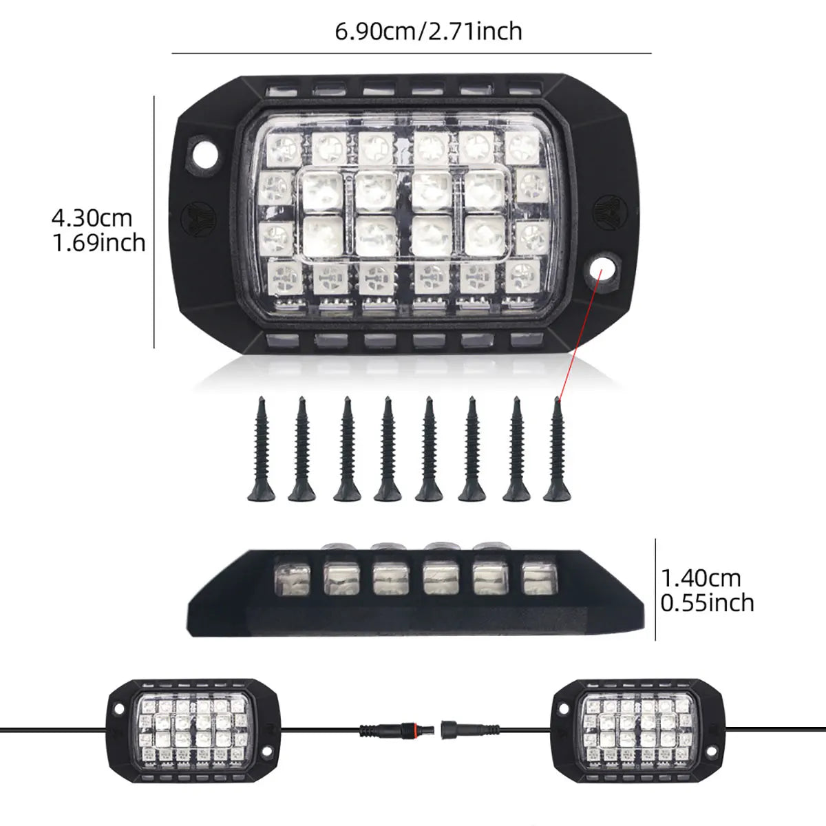 4/8/12 in 1 RGB Car LED 3D Lens Off-road Chassis Decorative Light  APP Remote Control Ambient Light Car Underglow Chassis Light