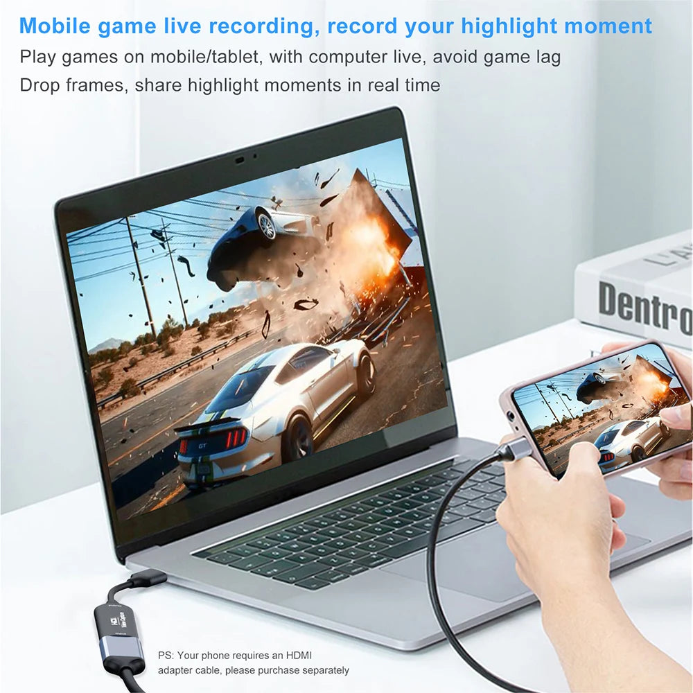 4K Video Capture Card 1080P 60fps HDMI-compatible to USB 2.0 for Gaming Streaming Recorder for PS4/Switch/Xbox/Windows/Mac