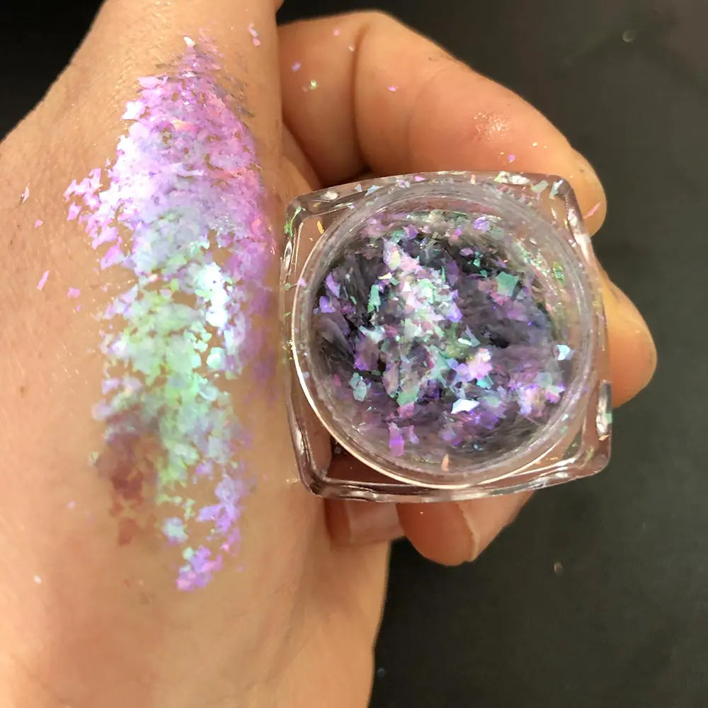 Sparkly Chameleon Nail Opal Flakes Magic Mirror Aurora Thick Nail Sequins Pigment Eye shadow Colorshift Mermaid Nail Chrome Dust