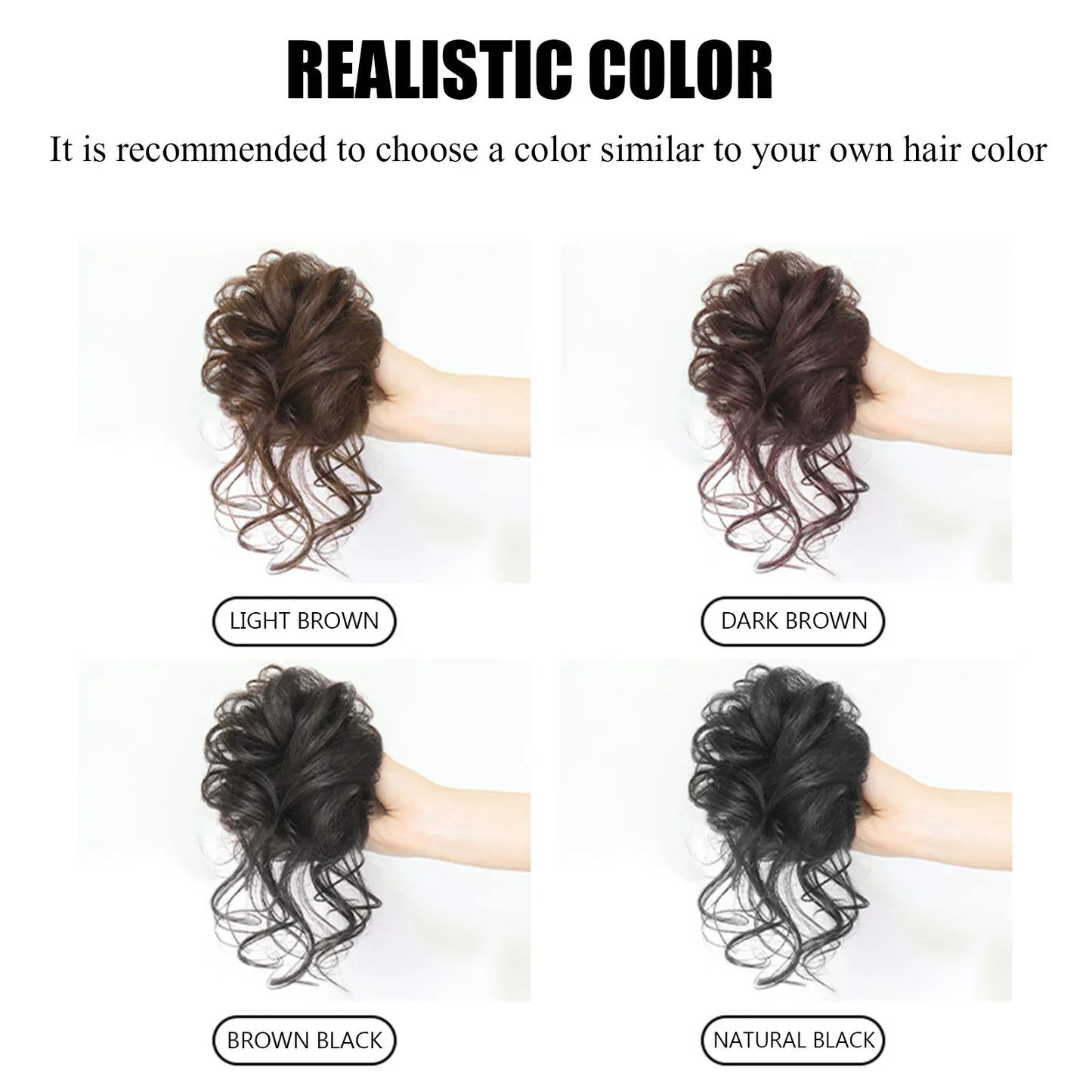Synthetic Messy Fluffy Hair Bun Tousled Hairpiece Elastic Band Chignon Scrunchie Ponytail Extensions Hair Bow for women 편발