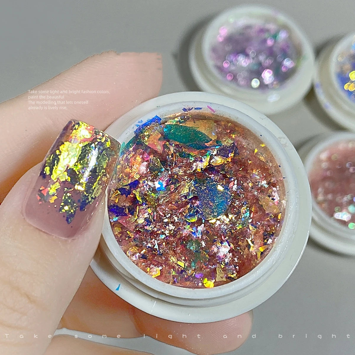 Sparkly Chameleon Nail Opal Flakes Magic Mirror Aurora Thick Nail Sequins Pigment Eye shadow Colorshift Mermaid Nail Chrome Dust