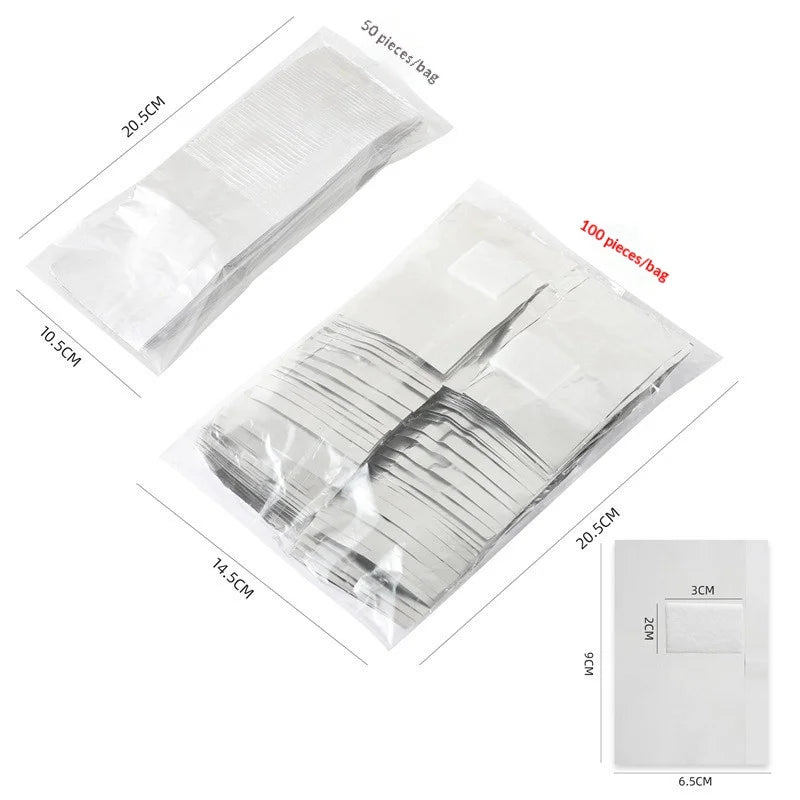 50/100pcs Remover Aluminum Foil Nail Wraps For Soak Off Acrylic Gel Polish Professional Cleaning With Cotton Pad Manicure Tools