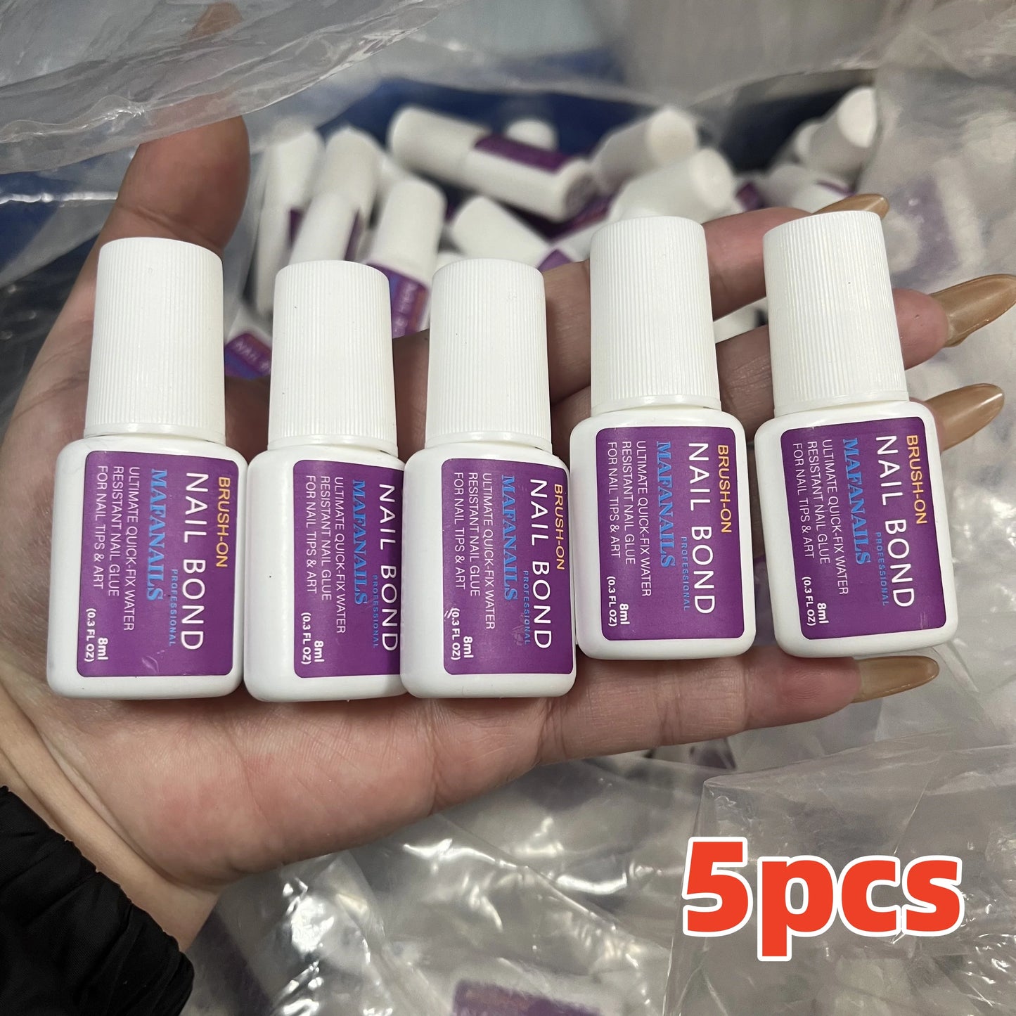 5pcs 7g Nail Glue for Press-Ons & Acrylic False Nails Super Strong Clear Waterproof Gel Long-Lasting Easy Application Nail Tools