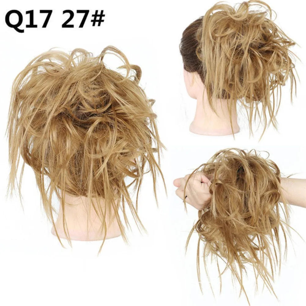 Synthetic Messy Hair Bun Updo Extensions Adjustable Size Ponytail Hairpieces With Elastic Rubber Band Hair Extensions Scrunchies