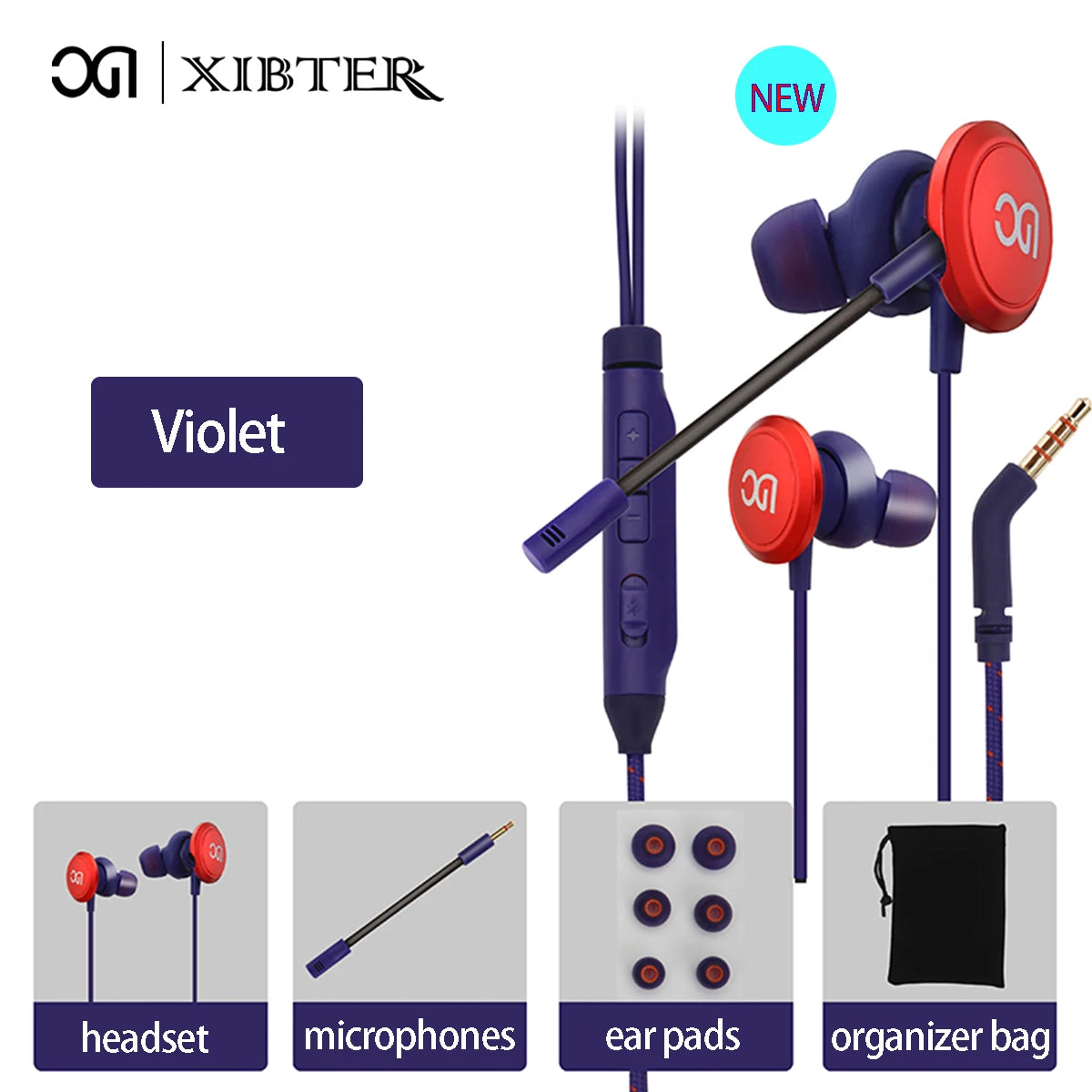 XIBTER H51 Gaming Headset Wired Stereo 3.5mm Headphones Detachable Noise Canceling Mic for PC, PS4,PS5, Xbox 3D Surround Sound