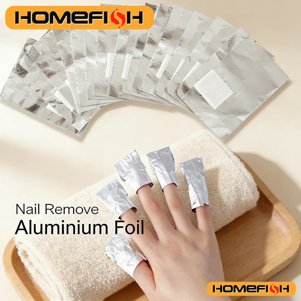 50/100pcs Remover Aluminum Foil Nail Wraps For Soak Off Acrylic Gel Polish Professional Cleaning With Cotton Pad Manicure Tools
