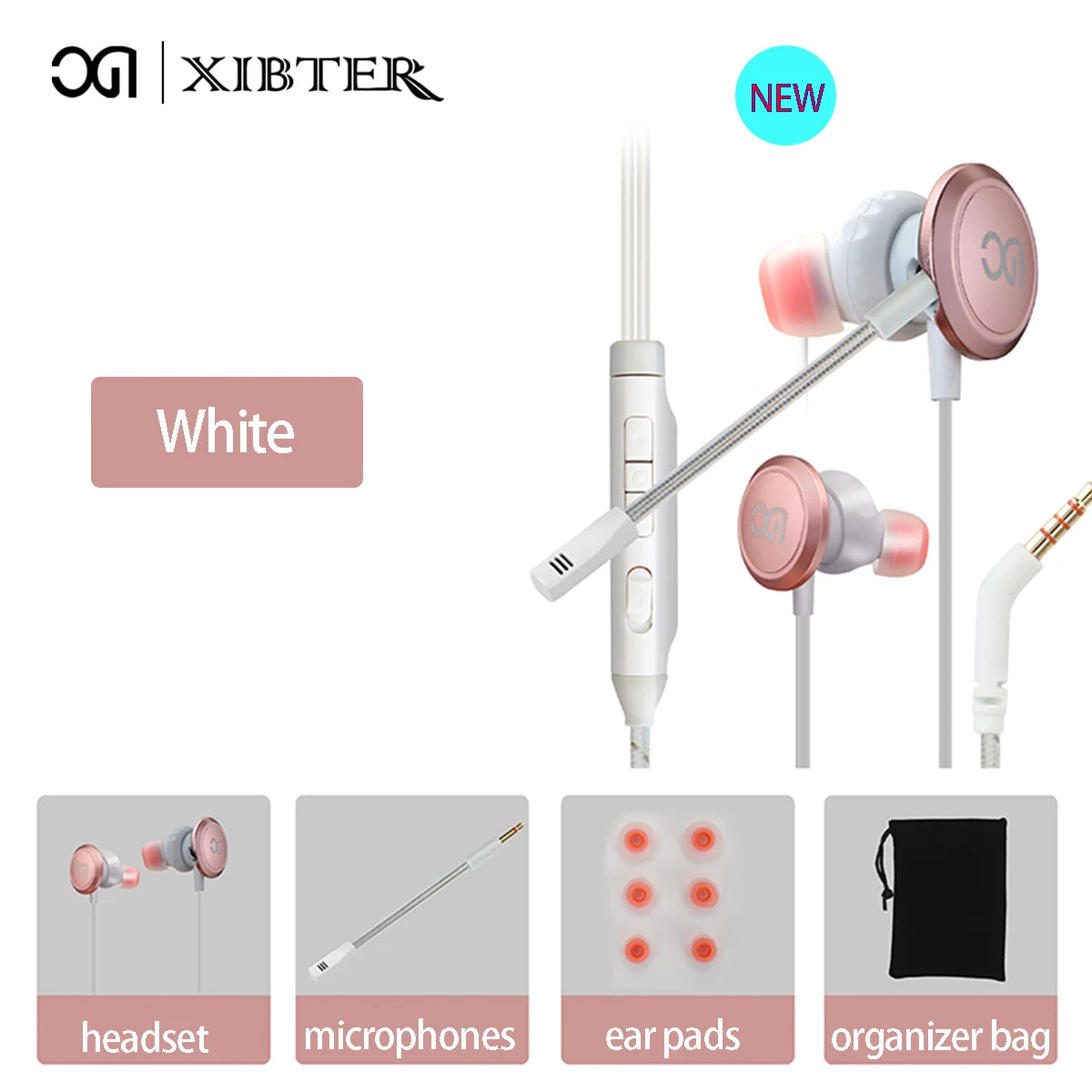 XIBTER H51 Gaming Headset Wired Stereo 3.5mm Headphones Detachable Noise Canceling Mic for PC, PS4,PS5, Xbox 3D Surround Sound