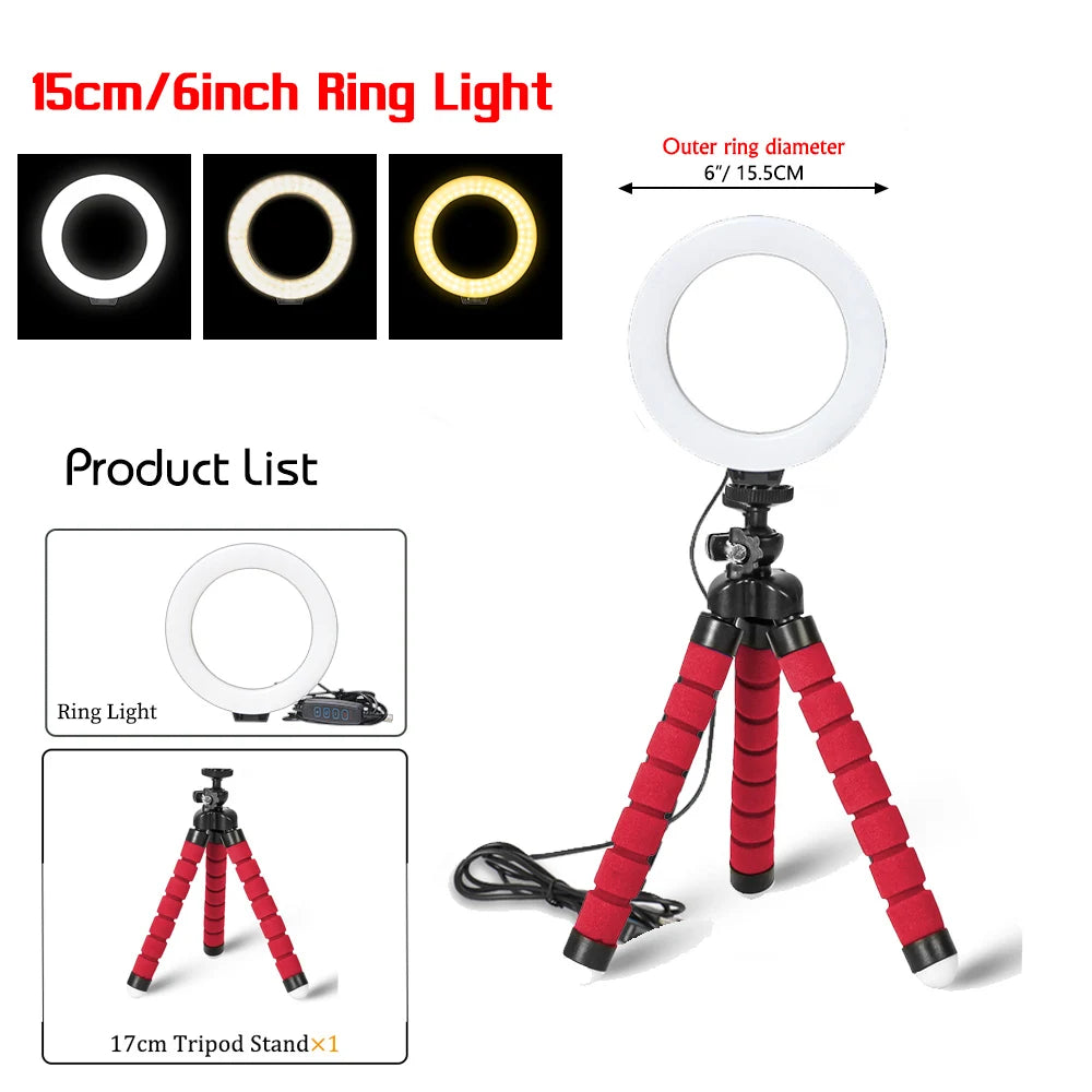 16cm Creator Ring Light Kit (Tripod + Phone Holder + Remote)
