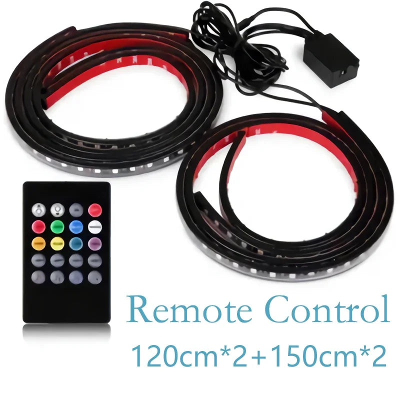 Car Underglow Neon Light Flexible LED Strip Underbody Remote/APP Control RGB Dream Color Auto Decorative Ambient Atmosphere Lamp