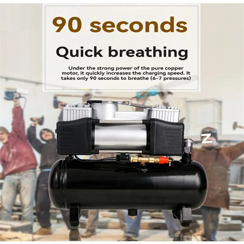 Car mounted air pump 12V/220V 2.5L/4L portable tire inflator electric motorcycle air pump small air compressor