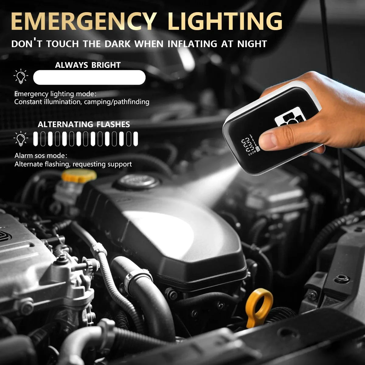 2026 New Rechargeable Portable Led Light Car Tire Inflator Air Compressor For Motorcycle Bicycle Electric Bike