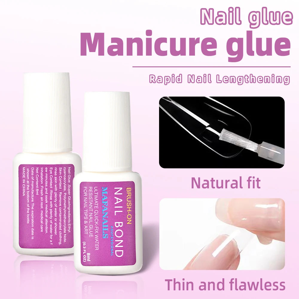 1Bottle Quick Dry Nail Glue 7/8g False Super-Strong Nail &Nail Rhinestones Glue With Brush Professional Acrylic Manicure Glue #*