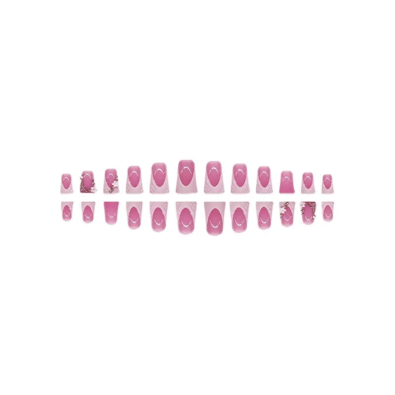 24pcs Diamond Duckbill Acrylic Press on Nails for Girls Short False Nails for Women 3d White French Fake Nails for Gluing Ready