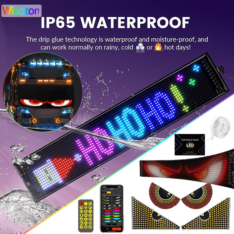 Truck LED Matrix Pixel Panel Display Screen Flexible RGB USB 5V Car Pattern Graffiti Text Projector Animation Shop Reminder Bar