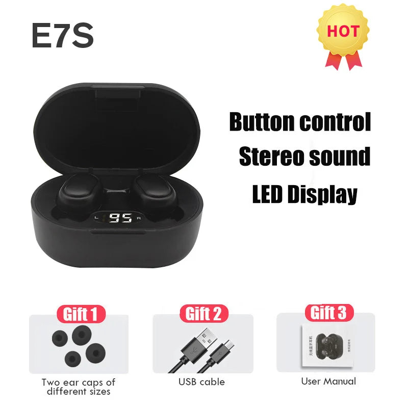 E7S TWS Fone Bluetooth Earphones 5.2 Wireless Headphones Noise Cancelling Earbuds with Mic Wireless Bluetooth Headset