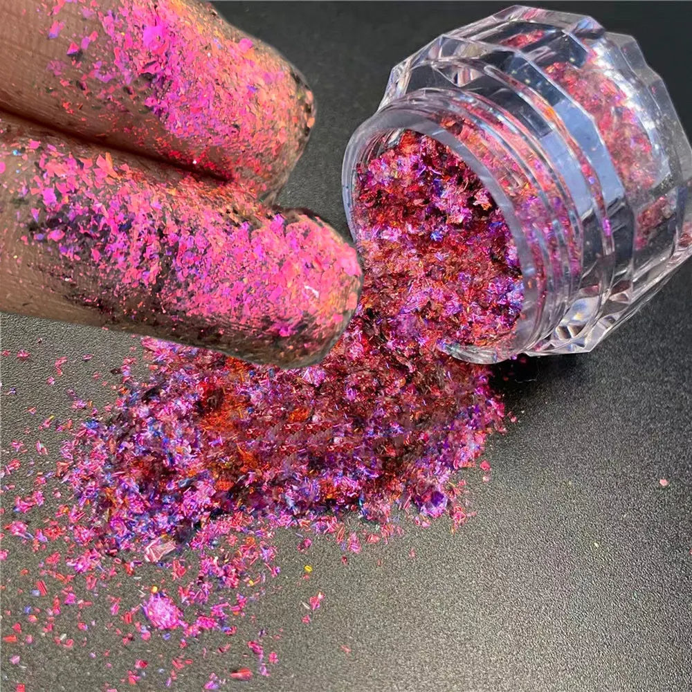 Sparkly Chameleon Nail Opal Flakes Magic Mirror Aurora Thick Nail Sequins Pigment Eye shadow Colorshift Mermaid Nail Chrome Dust