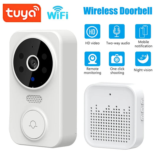 WiFi Smart Video Doorbell Camera Night Vision Smart Visual Doorbell Tuya APP Remote Monitoring Door Bell for Home Security