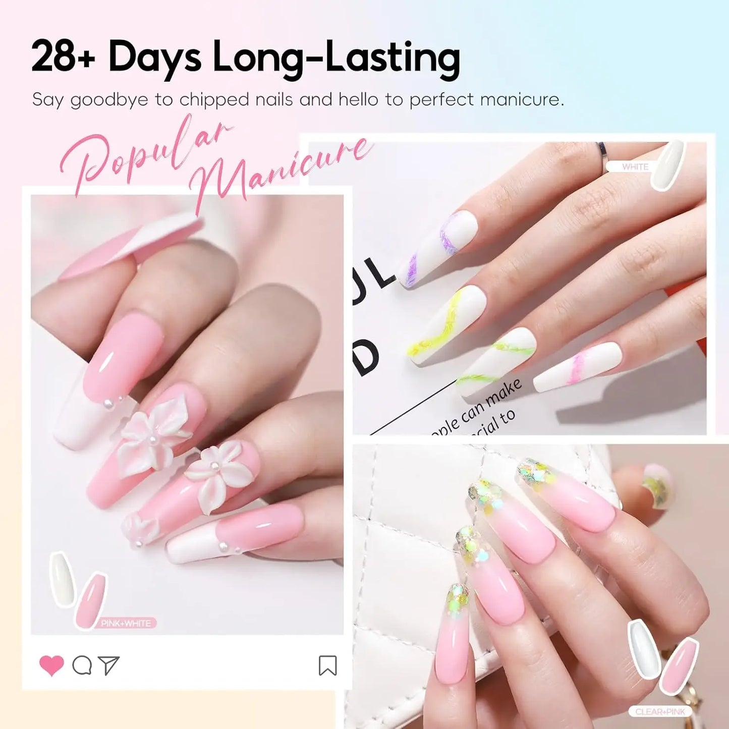 Complete Acrylic Nail Kit with UV Light, Drill, 24 Colors Powder and Gel Polish for Beginners DIY Manicure