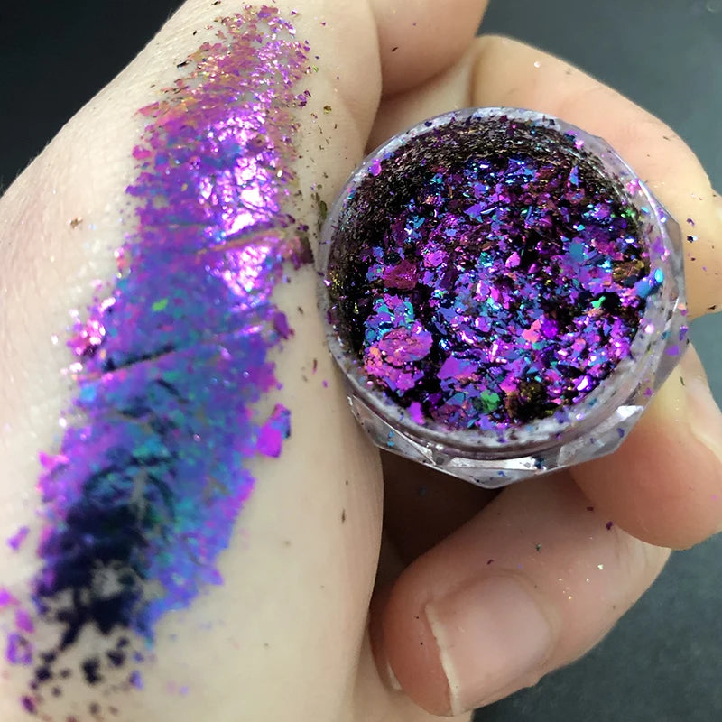 Sparkly Chameleon Nail Opal Flakes Magic Mirror Aurora Thick Nail Sequins Pigment Eye shadow Colorshift Mermaid Nail Chrome Dust