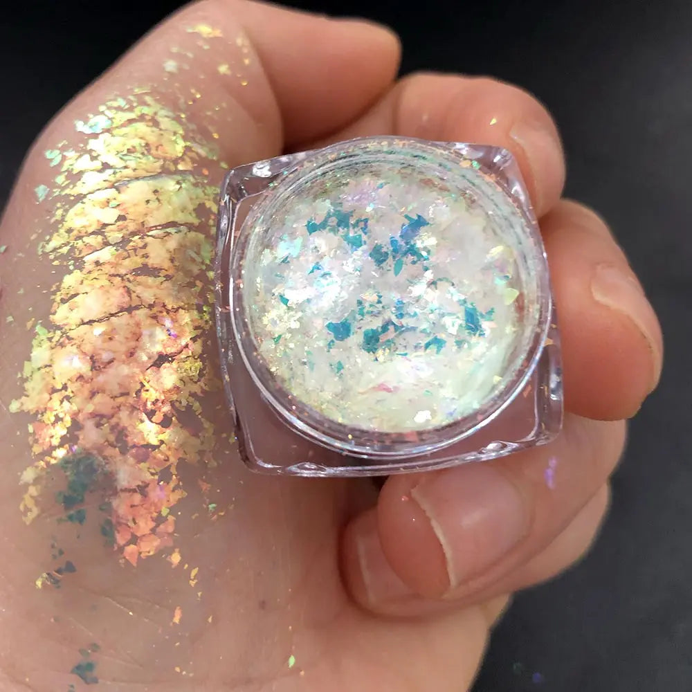 Sparkly Chameleon Nail Opal Flakes Magic Mirror Aurora Thick Nail Sequins Pigment Eye shadow Colorshift Mermaid Nail Chrome Dust