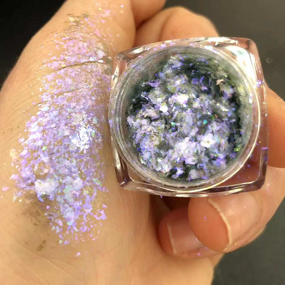 Sparkly Chameleon Nail Opal Flakes Magic Mirror Aurora Thick Nail Sequins Pigment Eye shadow Colorshift Mermaid Nail Chrome Dust