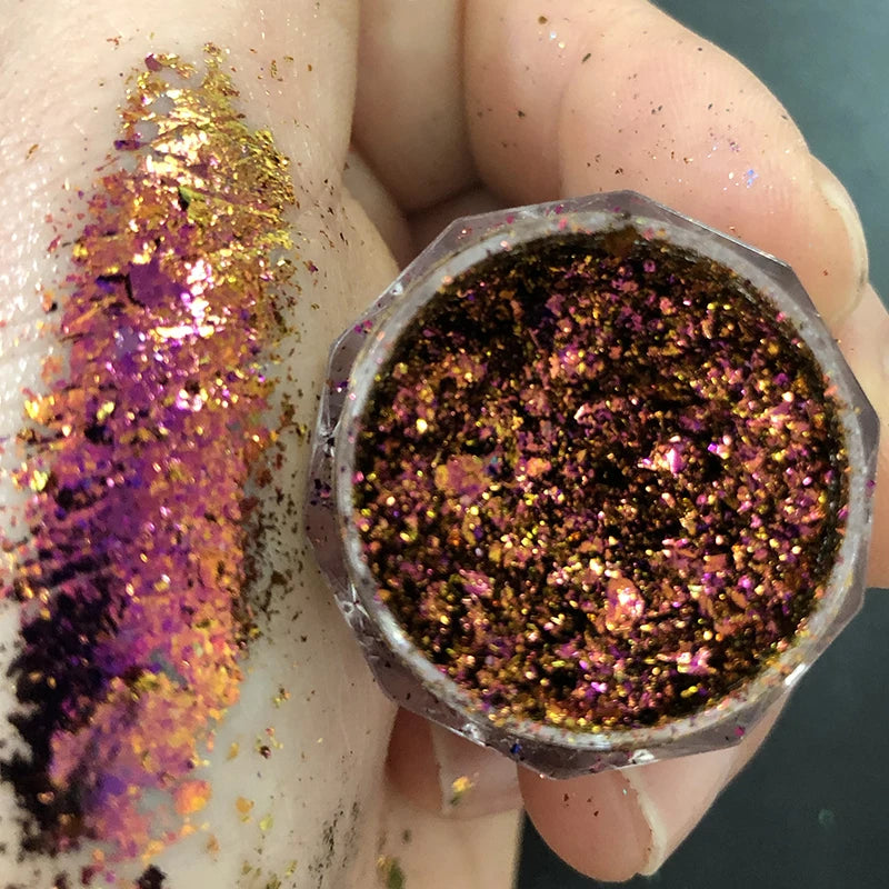 Sparkly Chameleon Nail Opal Flakes Magic Mirror Aurora Thick Nail Sequins Pigment Eye shadow Colorshift Mermaid Nail Chrome Dust