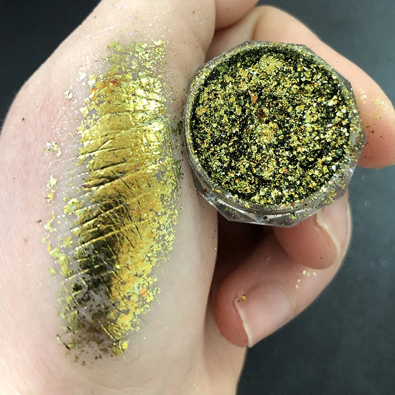 Sparkly Chameleon Nail Opal Flakes Magic Mirror Aurora Thick Nail Sequins Pigment Eye shadow Colorshift Mermaid Nail Chrome Dust