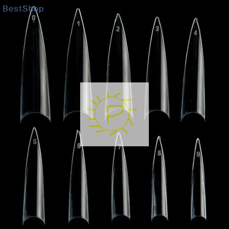 600pcs Stiletto False Nails Press On Acrylic Nail French Half Cover Gel Tips Fake Tips Manicure Supplies DIY Extension Tools