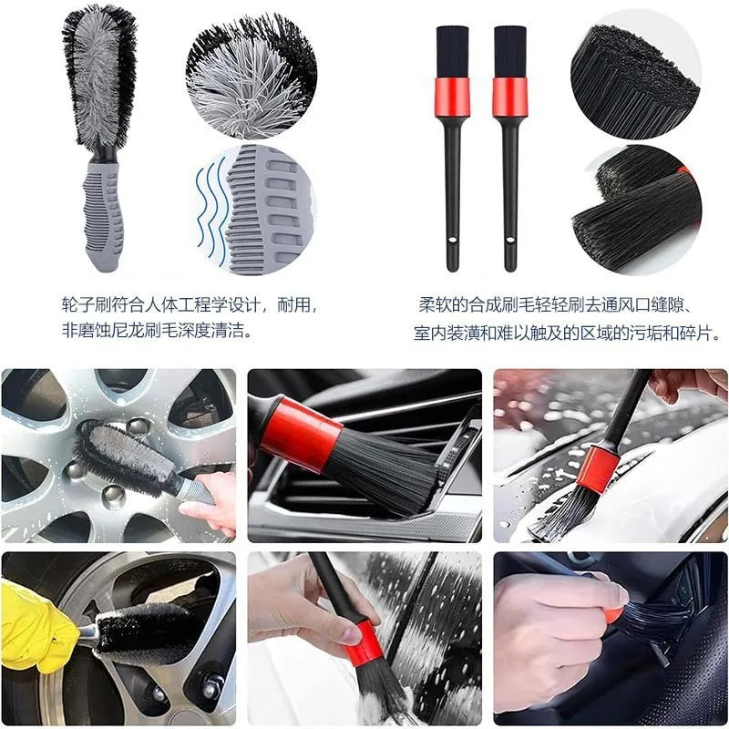 Car wash cleaning tool（1set of 10pcs） brush beauty kit car wheel details gap air outlet cleaning tool