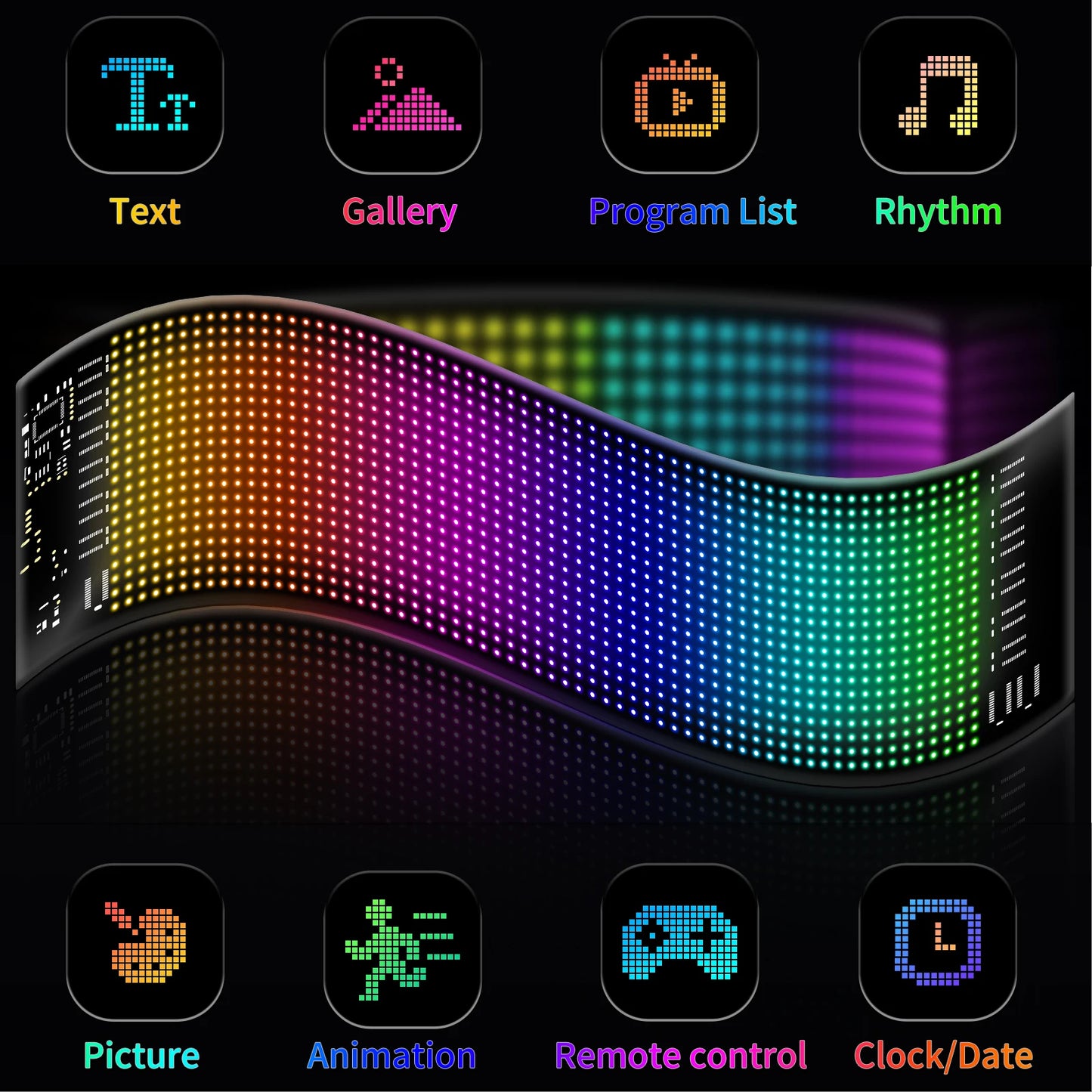Truck LED Matrix Pixel Panel Display Screen Flexible RGB USB 5V Car Pattern Graffiti Text Projector Animation Shop Reminder Bar