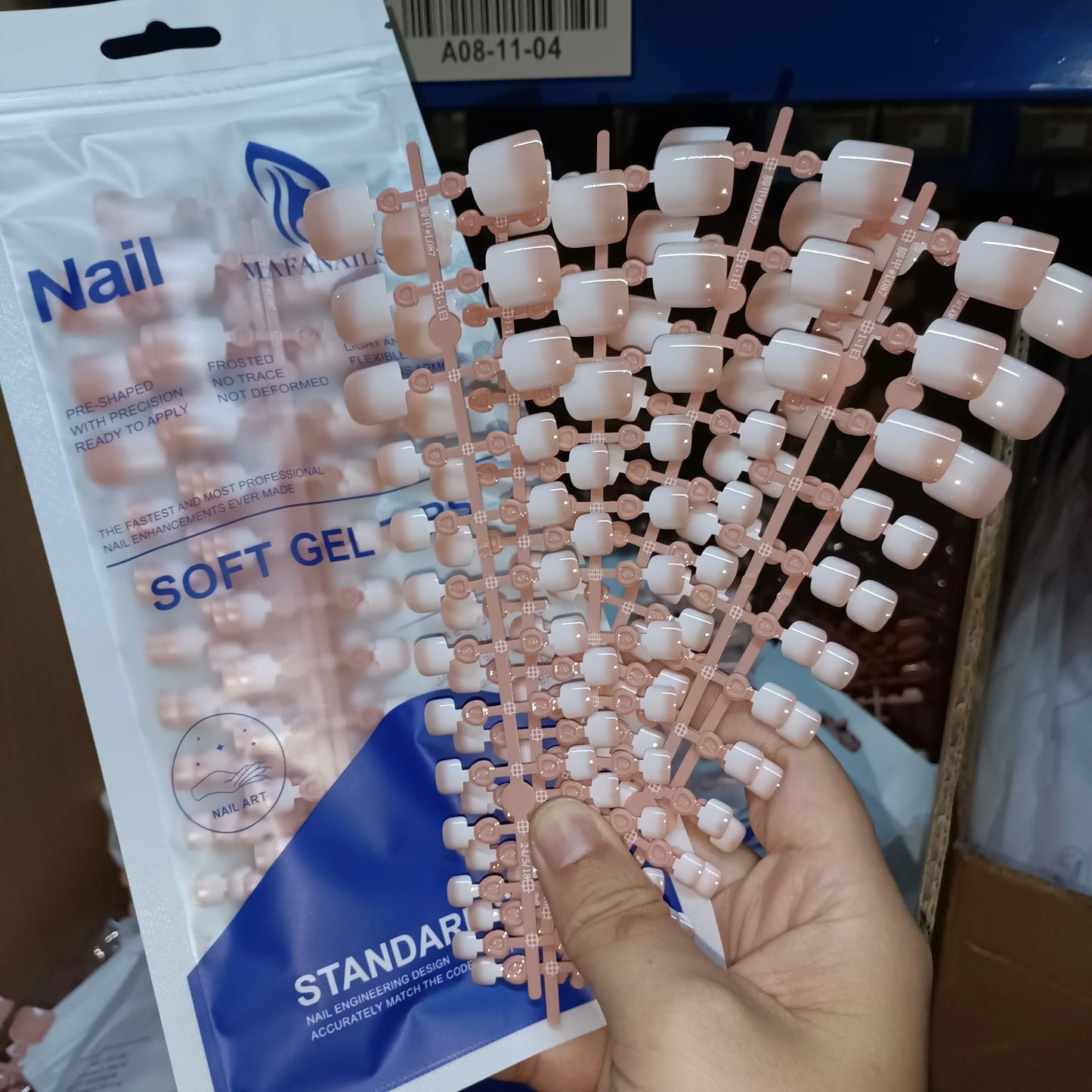 120pcs Square ToeNail Tips - Short French Tip Press On Toenails Pink Soft Gel Toe Nail Tips Full Cover Fake Toe Nail Extensions