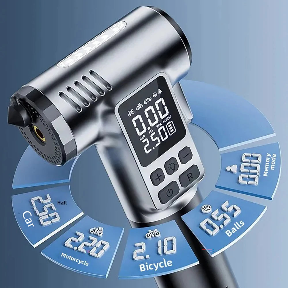 Portable Car Air Pump Electric Tire Inflator Wireless Air Compressor Portable Air Injector for Tyre Bike Motorcycle Ball