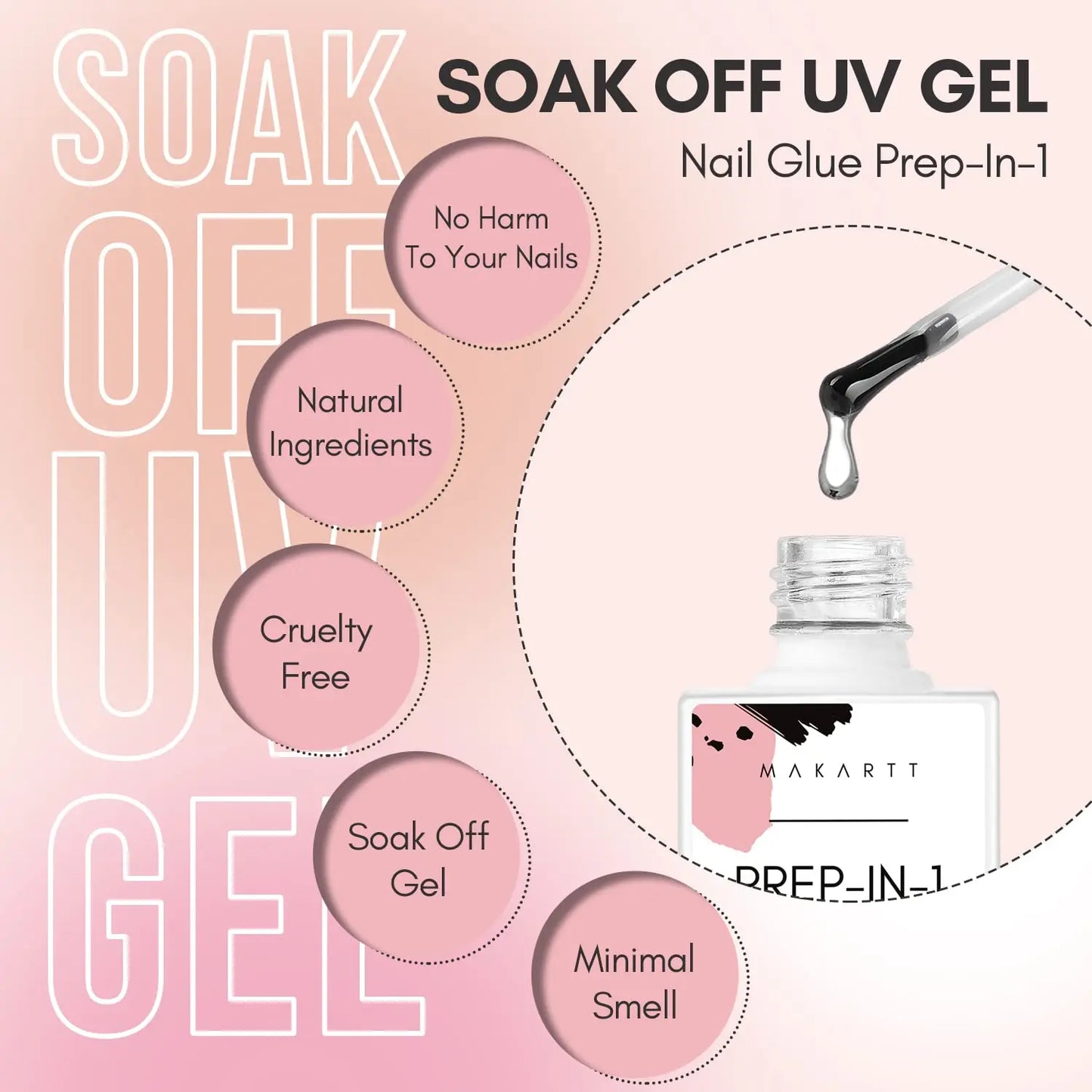 Makartt Nail Glue Gel for Acrylic Nails 3 in 1 Nail Gel Super Strong Brush On UV Nail Glue Long Lasting for False Press On Nails