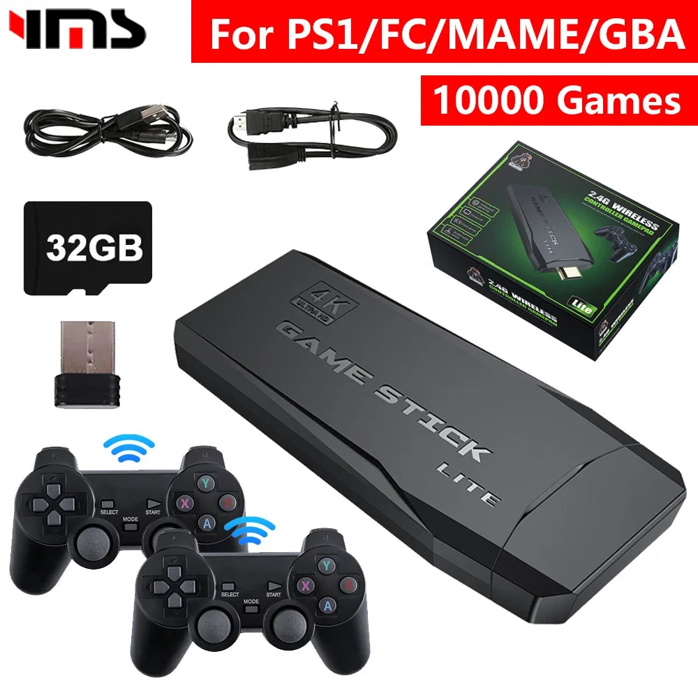 HD Video Game Console Built-in 20000 Retro Games TV Stick 2.4G Wireless Dual Controller Supports PS1/GBA Children Birthday Gift