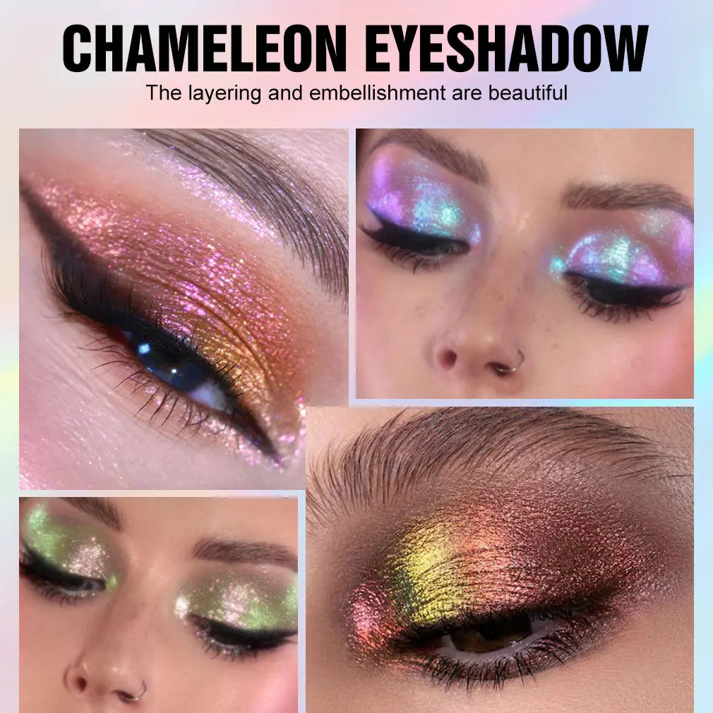 "Chameleon Multichrome Eyeshadow - Color Shifting Pressed Pigment for Metallic & Holographic Makeup"