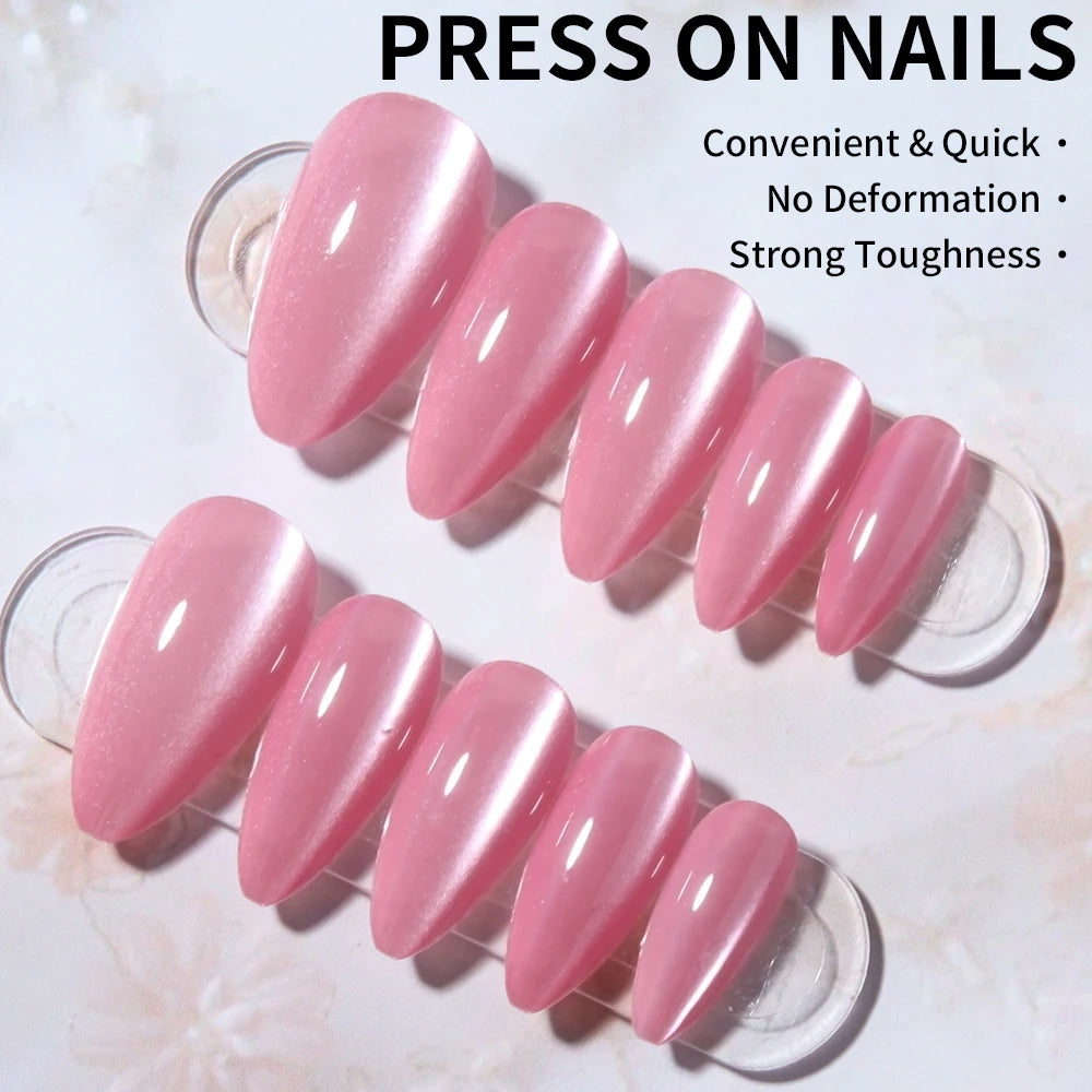 Instantly Upgrade Your Look with, 24pcs Y2K Almondnails Crystal Cat Eye tip press on nails medium, Cat Eye Acrylic Fit Perfectly