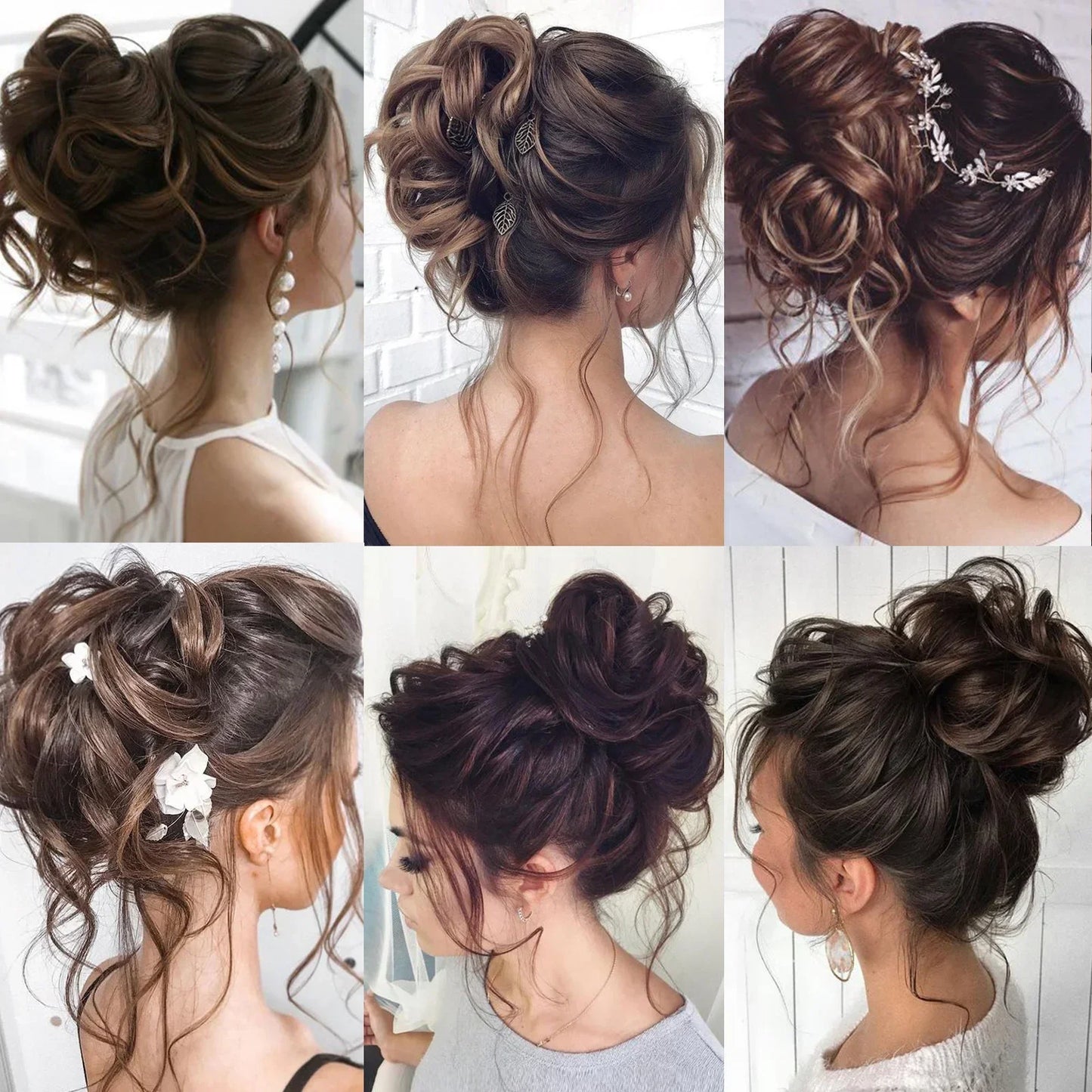 Synthetic Messy Fluffy Hair Bun Tousled Hairpiece Elastic Band Chignon Scrunchie Ponytail Extensions Hair Bow for women 편발