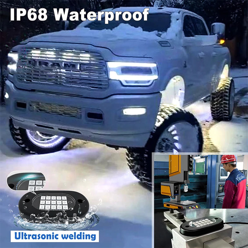 Rock Lights Led 12V Chassis Lights Multicolor APP Control RGB Waterproof  Auto Lights Suv Underbody Lamp Car Underglow Led