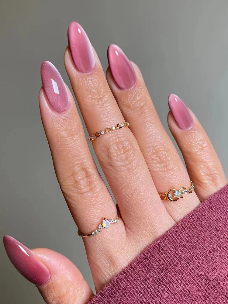 Instantly Upgrade Your Look with, 24pcs Y2K Almondnails Crystal Cat Eye tip press on nails medium, Cat Eye Acrylic Fit Perfectly