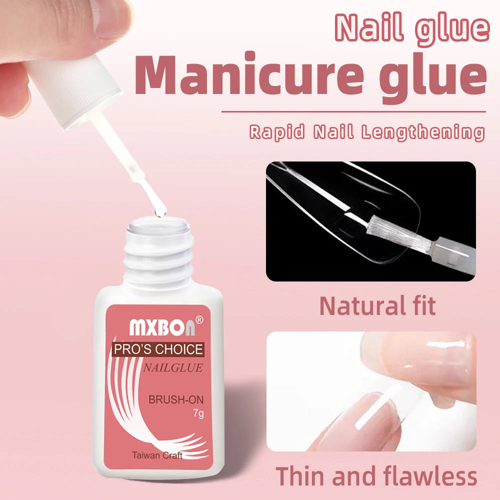 5pcs 7g Nail Glue for Press-Ons & Acrylic False Nails Super Strong Clear Waterproof Gel Long-Lasting Easy Application Nail Tools
