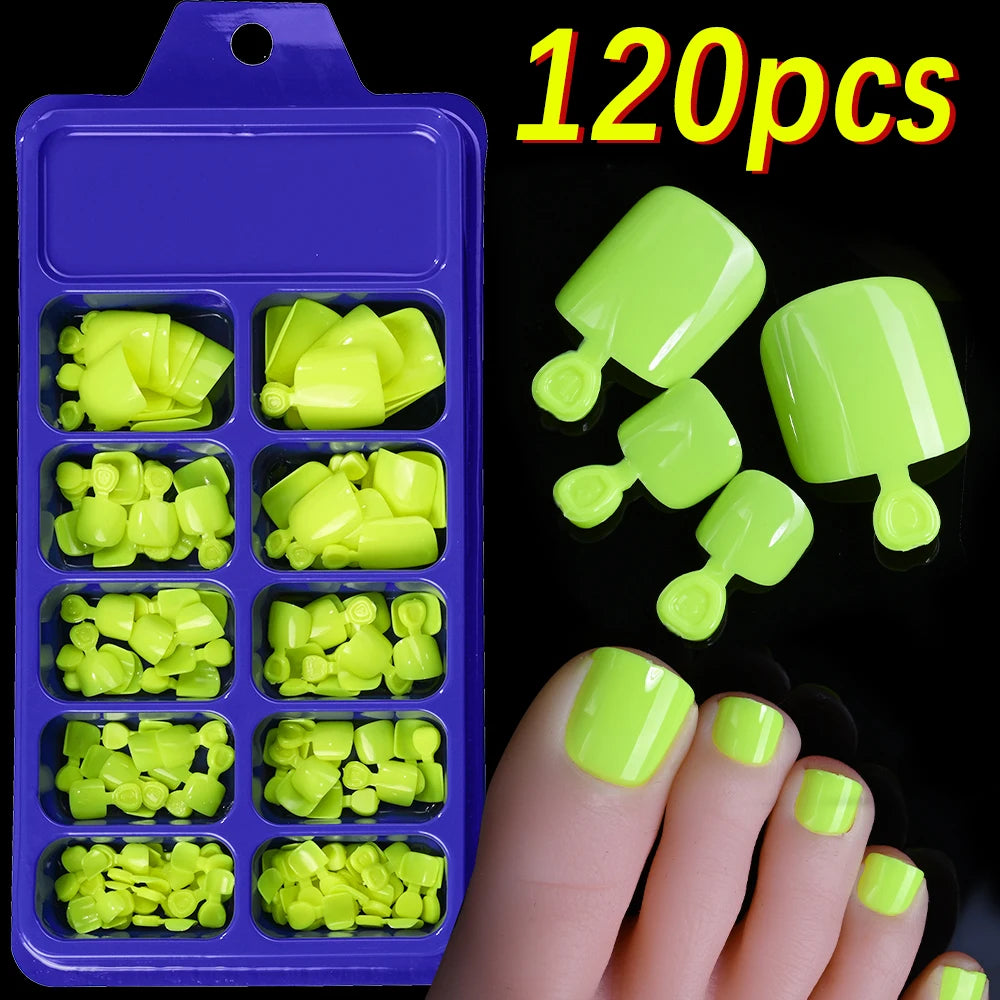 120pcs Square ToeNail Tips - Short French Tip Press On Toenails Pink Soft Gel Toe Nail Tips Full Cover Fake Toe Nail Extensions