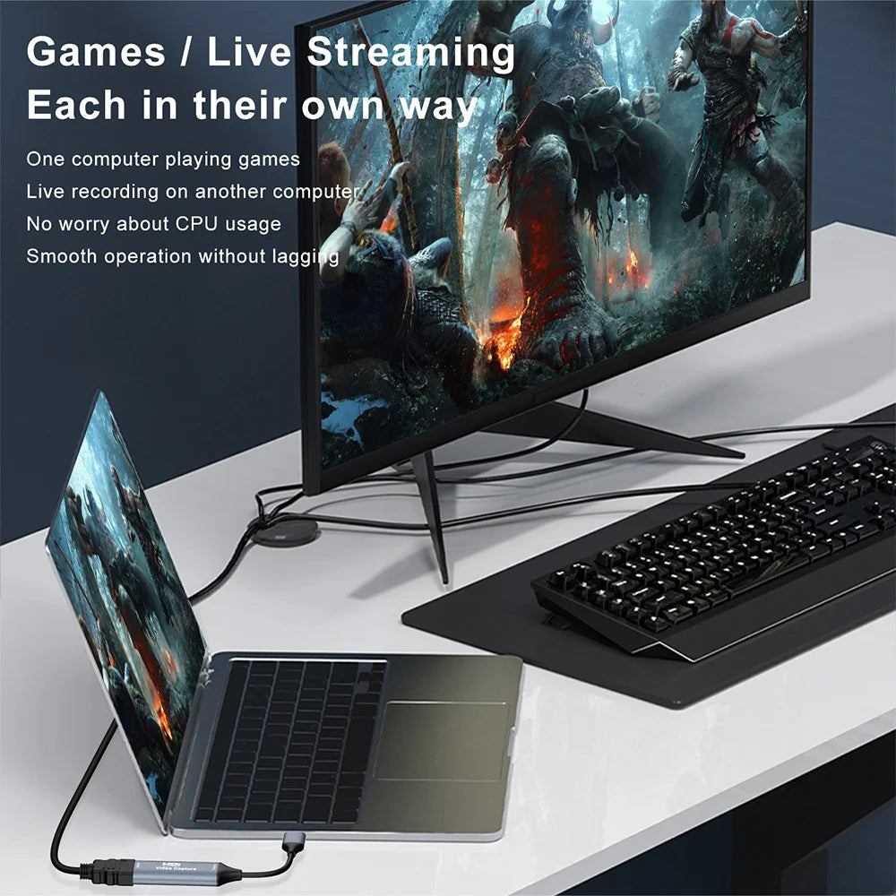 4K Video Capture Card 1080P 60fps HDMI-compatible to USB 2.0 for Gaming Streaming Recorder for PS4/Switch/Xbox/Windows/Mac