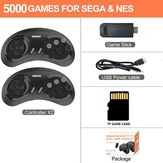 4K Retro Game Console Wireless Console 2.4G Built-in 5000 Classic Games Controller Gamepad Video Stick for Sega Mega Drive