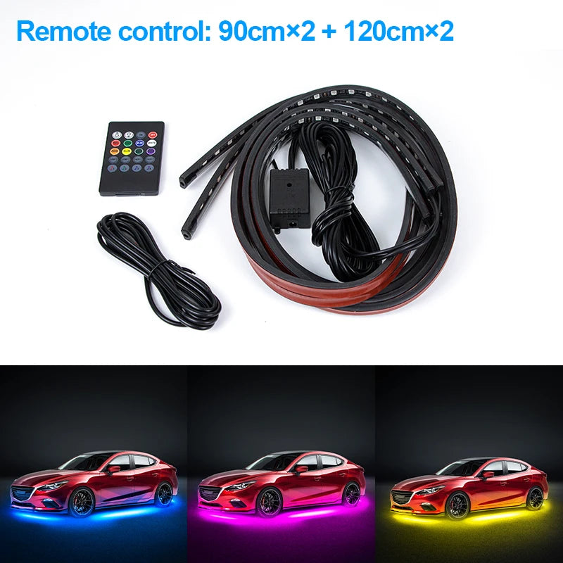 SEAMETAL Car Flexible Underglow Strip Light LED Underbody Remote APP Control RGB Neon Lights Atmosphere Lamp for Auto Decoration