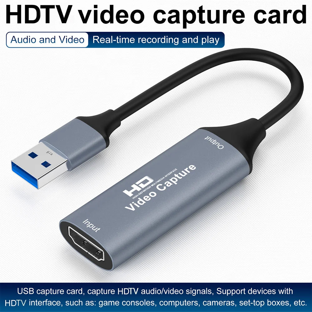 4K Video Capture Card 1080P 60fps HDMI-compatible to USB 2.0 for Gaming Streaming Recorder for PS4/Switch/Xbox/Windows/Mac