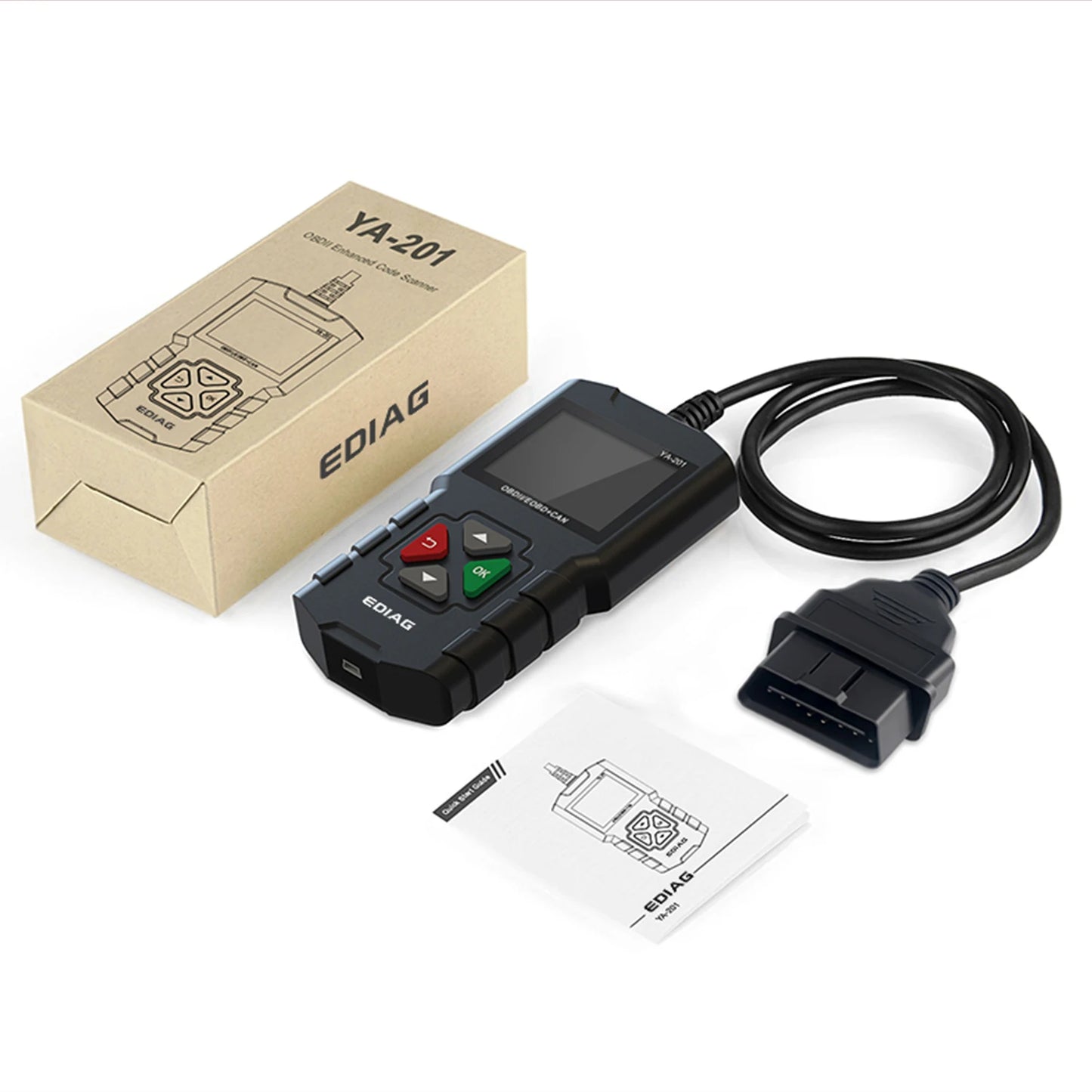 EDIAG YA201 OBDII/EOBD Auto Diagnostic Code Reader OBD2 Scanner with Data Stream Save/Playback Feature