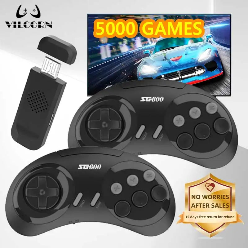 4K Retro Game Console Wireless Console 2.4G Built-in 5000 Classic Games Controller Gamepad Video Stick for Sega Mega Drive