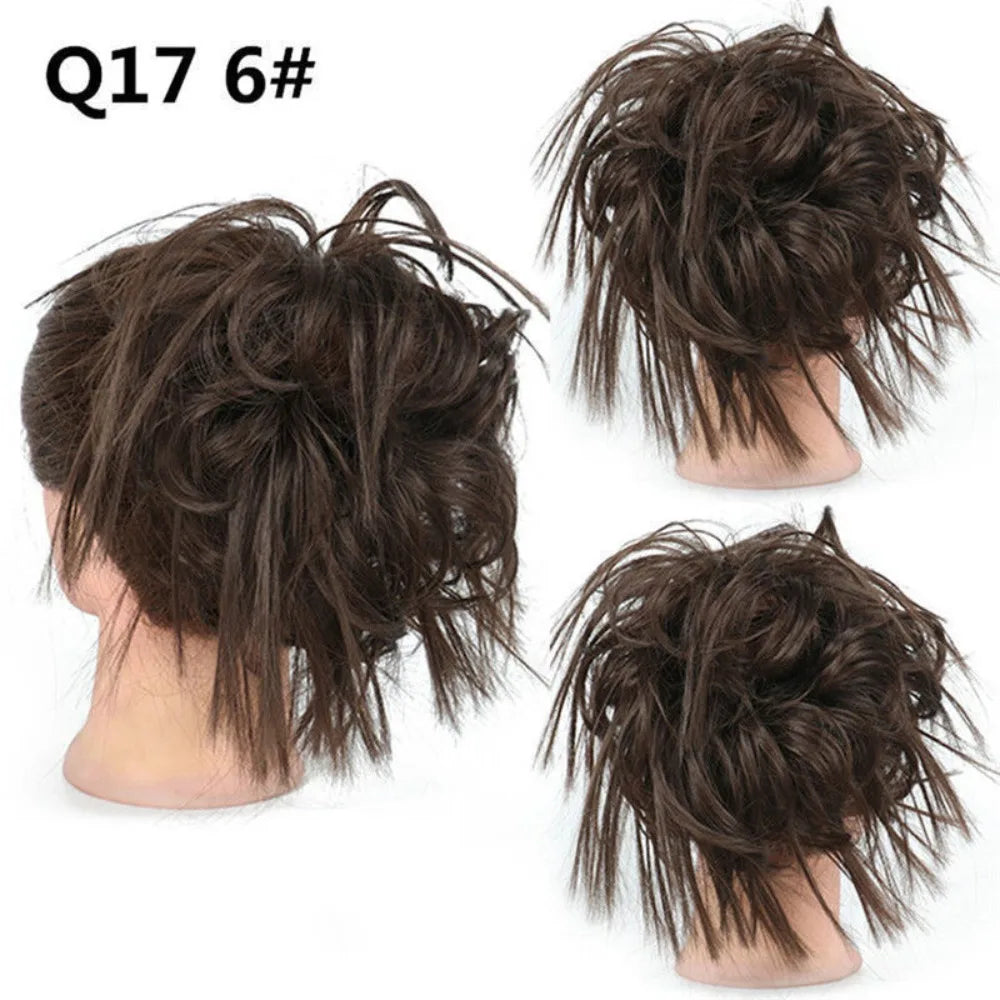 Synthetic Messy Hair Bun Updo Extensions Adjustable Size Ponytail Hairpieces With Elastic Rubber Band Hair Extensions Scrunchies