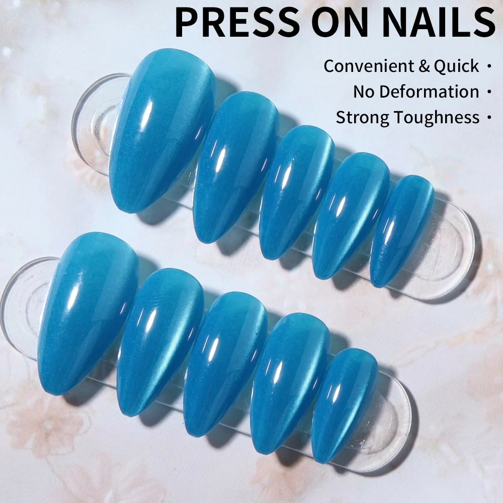 Instantly Upgrade Your Look with, 24pcs Y2K Almondnails Crystal Cat Eye tip press on nails medium, Cat Eye Acrylic Fit Perfectly