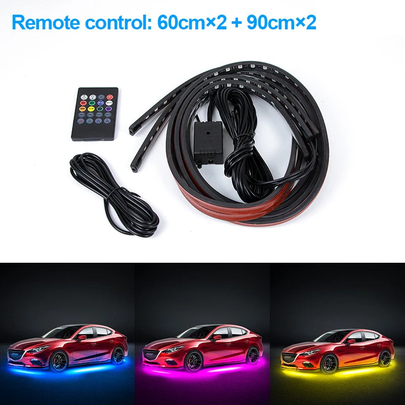 SEAMETAL Car Flexible Underglow Strip Light LED Underbody Remote APP Control RGB Neon Lights Atmosphere Lamp for Auto Decoration